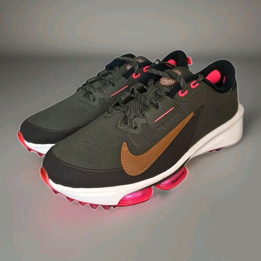 Nike Air Zoom Infinity Tour 2 Golf Shoes Mens 8 Spiked Khaki Pink New